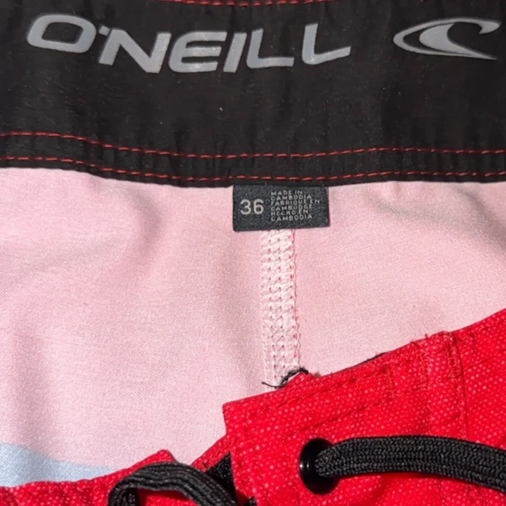 O'Neill Red and Blue Striped Board Shorts - Picture 4 of 5